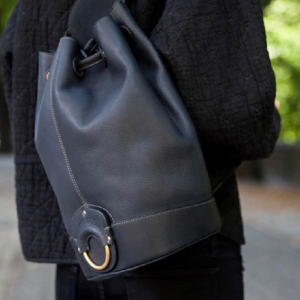 New! Ghurka Burma Leather sling backpack in navy